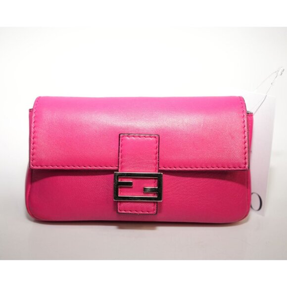 Fendi Pink Calfskin Leather Micro Baguette Bag - Picture 1 of 2